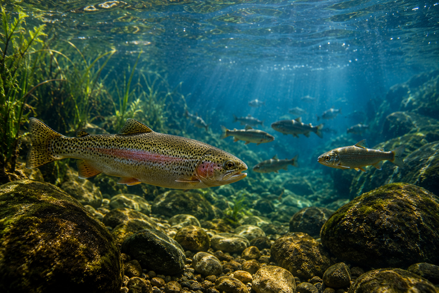 Colorful fish swimming in a coral reef habitat