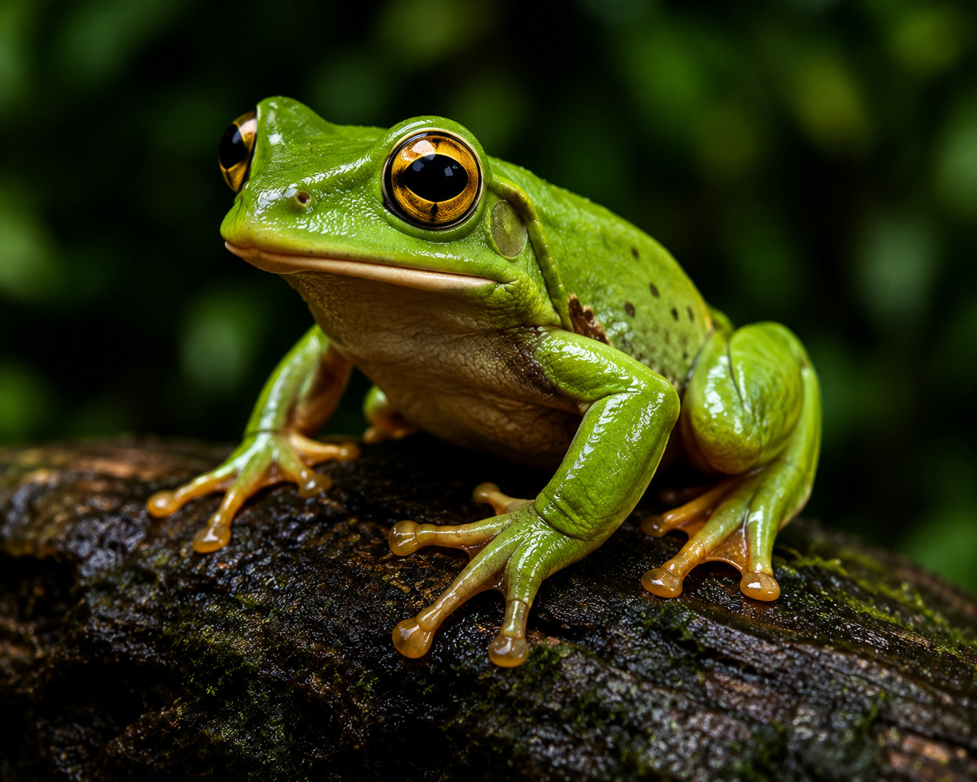 Green Frog on a Mossy Log