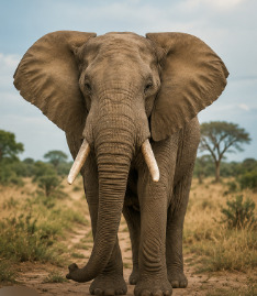 Elephant standing in its natural habitat
