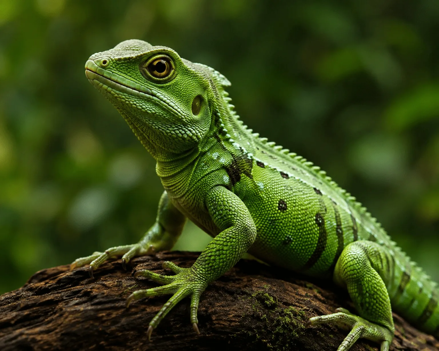 Green lizard resting on a tree